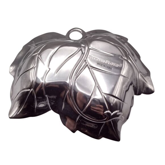 Fitz And Floyd Leaf-Shaped Metal Serveware Snack Tray Bowl Candy Dish Trinket - Picture 5 of 11